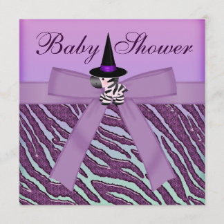 Invitación Halloween Zebra Purple Animal Imprimir Baby Shower