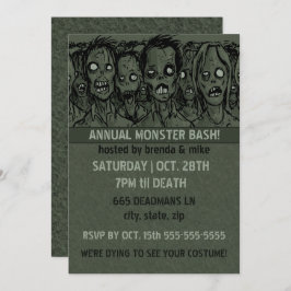 Invitación Halloween zombie