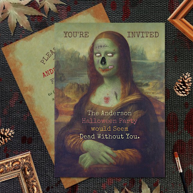 Invitación Halloween Zombie Mona Lisa Scary Spooky Fiesta (Subido por el creador)