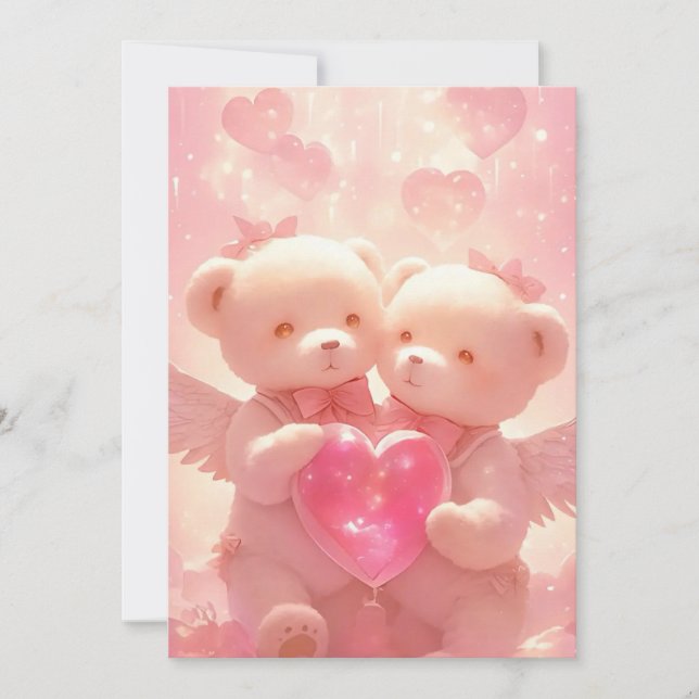 Invitación Halo de amor: El romántico Angel Teddy Boda Invita (Anverso)