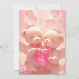 Invitación Halo de amor: El romántico Angel Teddy Boda Invita