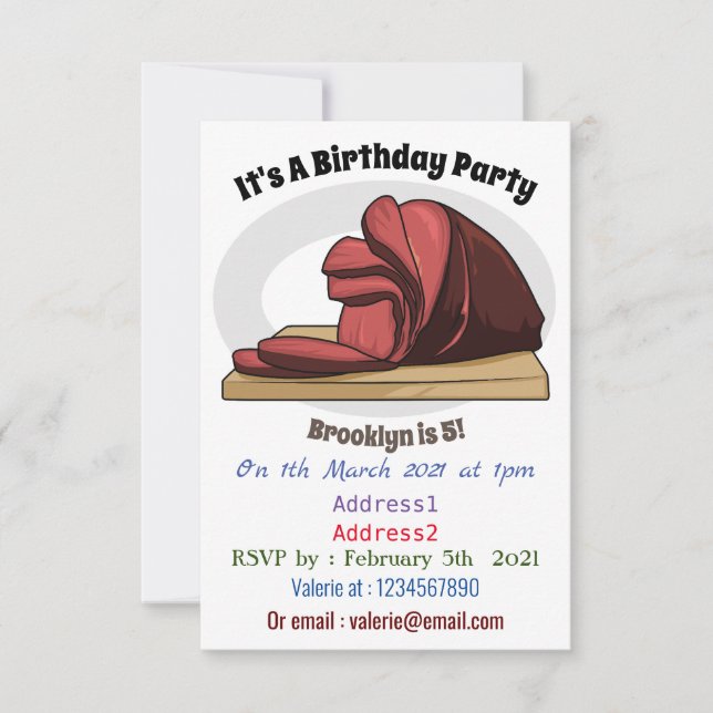 Invitación Ham personalizado ilustracion (Anverso)
