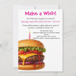 Invitación Hamburger Fiesta Cookout   Cumpleaños de niños