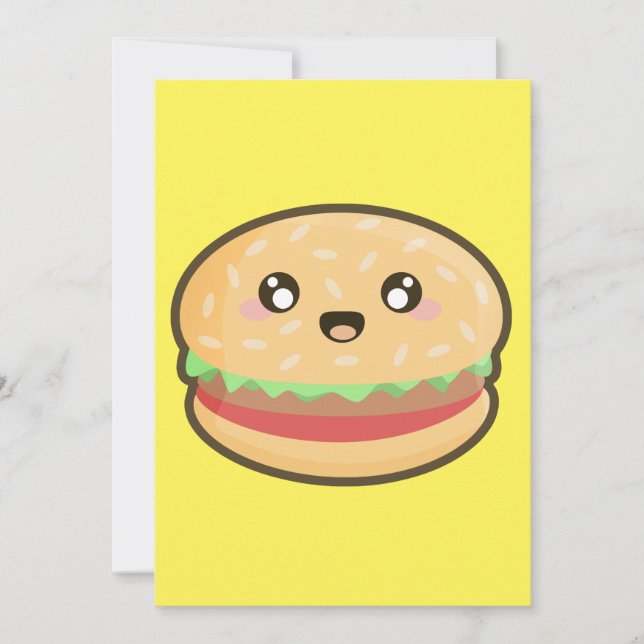 Invitación Hamburguesa de Kawaii (Anverso)