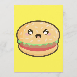 Invitación Hamburguesa de Kawaii