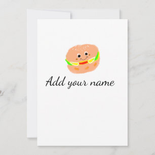 Invitación Hamburguesa naranja acuarela añadir nombre texto c