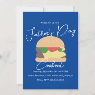 Invitación Hamburguesa para parrillada del Día del Padre Azul
