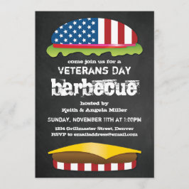 Invitación Hamburguesa patriótica del Bbq del día de