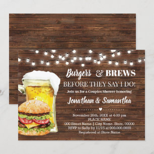 Invitación Hamburguesa Rústica y se prepara antes de que duer