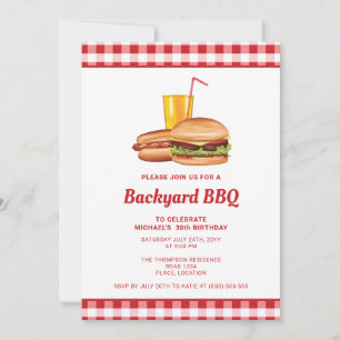 Invitación Hamburguesa y perrito caliente Fiesta de cumpleaño