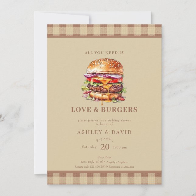 Invitación Hamburguesas| BBQ | Fiesta de parejas (Anverso)