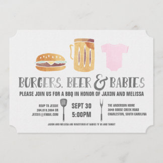 Invitación Hamburguesas, bebés de n de la cerveza '- Baby