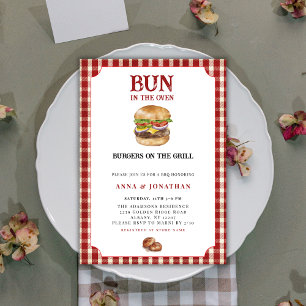 Invitación Hamburguesas Bun In The Oven Pareja Barbacoa Baby 