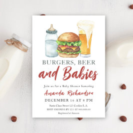 Invitación Hamburguesas, CERVEZA y Bebé - Baby Shower