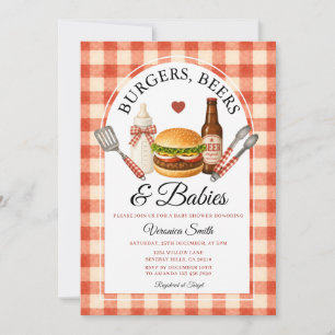Invitación Hamburguesas, Cervezas y Bebés: Lluvia de Bebé al 