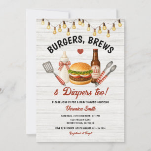Invitación Hamburguesas, cervezas y pañales también: barbacoa