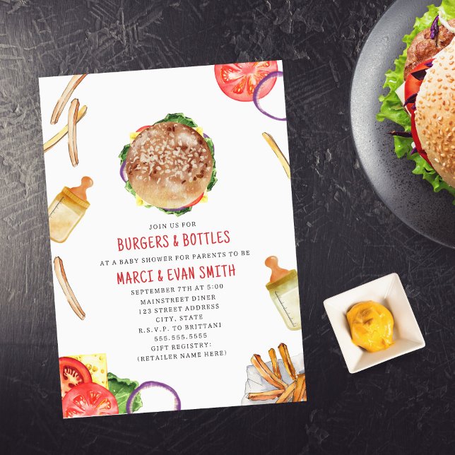 Invitación Hamburguesas y botellas Baby Shower Hamburger (Subido por el creador)