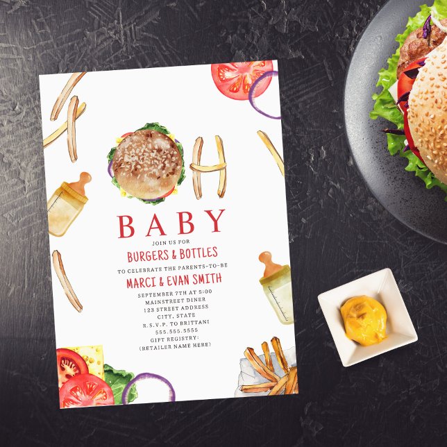 Invitación Hamburguesas y botellas Hamburger Oh Baby Shower (Subido por el creador)