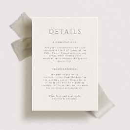 Invitación Hamilton Portait Wedding Details Card