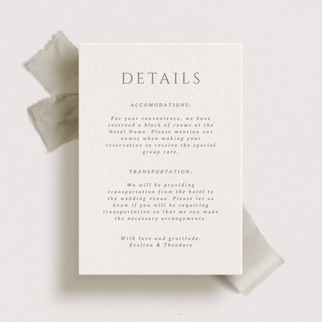 Invitación Hamilton Portait Wedding Details Card (Subido por el creador)