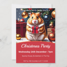Invitación Hámster con Fiesta de Navidades de regalo
