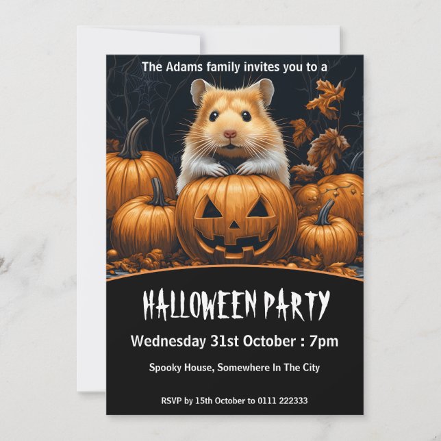 Invitación Hamster Halloween Party (Anverso)