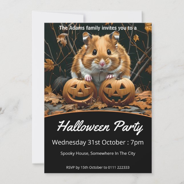 Invitación Hamster Halloween Party (Anverso)