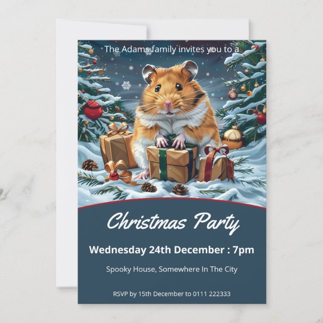 Invitación Hamster With Gifts Christmas Party (Anverso)