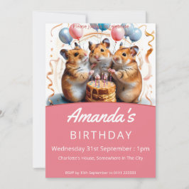 Invitación Hamsters Birthday Party