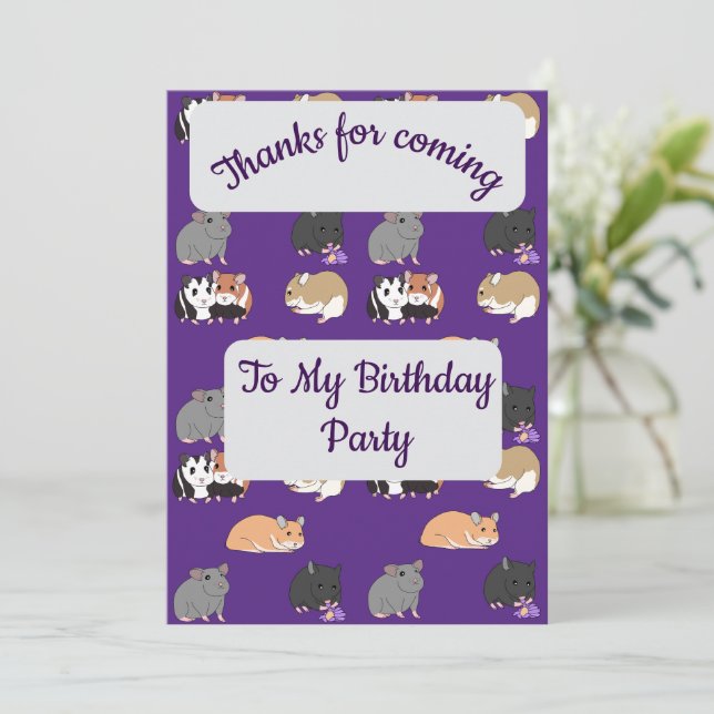 Invitación Hamsters Thank you Card (Anverso de pie)