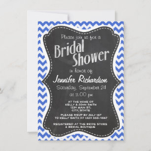 Invitación Han Blue Chevron Stripes; Chalkboard look
