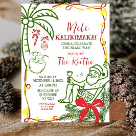 Invitación Hand Doodle Hawaiian Christmas Holiday