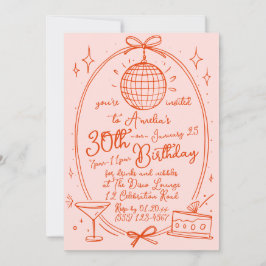Invitación Hand Drawn 30th Birthday Invite Disco