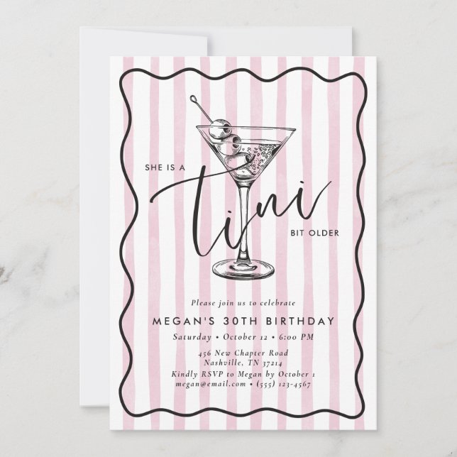 Invitación Hand Drawn A Tini Bit Older 30’s Birthday Party  (Anverso)