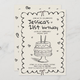 Invitación Hand Drawn Adult Scribble Birthday 