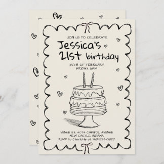 Invitación Hand Drawn Adult Scribble Birthday 