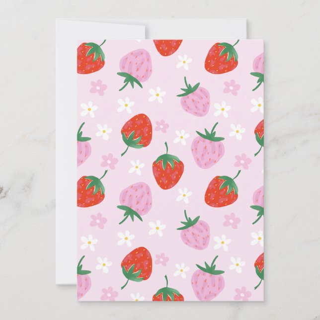 Invitación Hand-Drawn Aesthetic Strawberry Seamless Pattern  (Anverso)