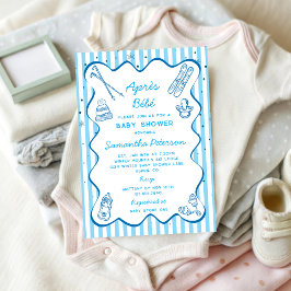 Invitación Hand Drawn Apres Bebe Apres Ski Boy Baby Shower