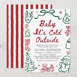 Invitación Hand Drawn Baby It's Cold Outside Baby Shower