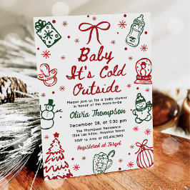 Invitación Hand Drawn Baby It's Cold Outside Baby Shower