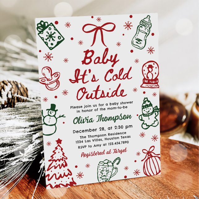 Invitación Hand Drawn Baby It's Cold Outside Baby Shower (Subido por el creador)