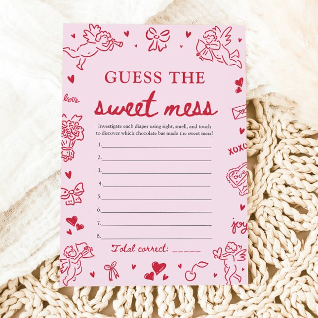 Invitación Hand Drawn Baby Shower Guess The Sweet Mess Game (Hand Drawn Baby Shower Guess The Sweet Mess Game )