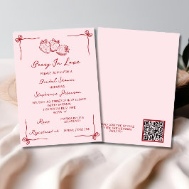 Invitación Hand Drawn Berry In Love Bridal Shower QR Code