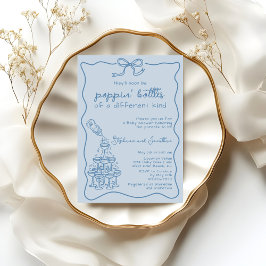 Invitación Hand Drawn Blue Bottle Champagne Tower Baby Shower
