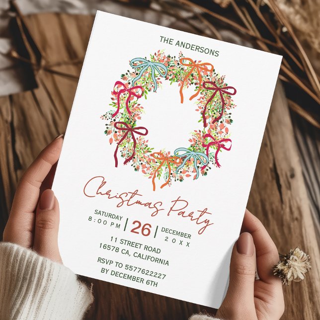 Invitación Hand Drawn bow christmas wreath new year (Subido por el creador)