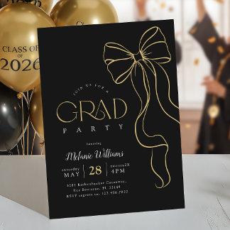 Invitación Hand Drawn Bow Graduation Invitation