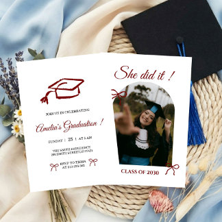Invitación  Hand drawn Bow graduation party invitation