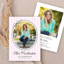 Invitación Hand Drawn Bow Photo Graduation Party Invitation