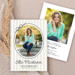 Invitación Hand Drawn Bow Photo Graduation Party Invitation