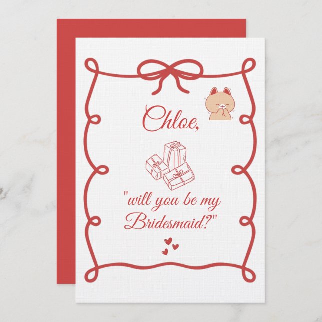 Invitación Hand Drawn Bridesmaid bridal Proposal Cards (Anverso / Reverso)